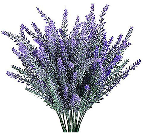 JustYit 4 PCS Künstliche Blumen Simulation Blume Bouquet |Pure Lavendel Künstliche Blumen Romantische Beflockung Lavender Bouquet ideal für Home Decor Raum Garden Party Hochzeit Zeigen
