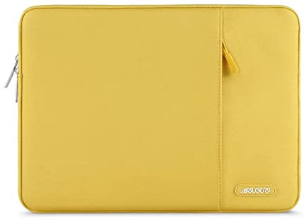 MOSISO Laptop Sleeve Bag Compatible with MacBook Pro 14 inch M4 M3 M2 M1, Compatible with MacBook Air/Pro, 13-13.3 inch Notebook Laptop Case Bag, Polyester Vertical Case with Pocket, Yellow