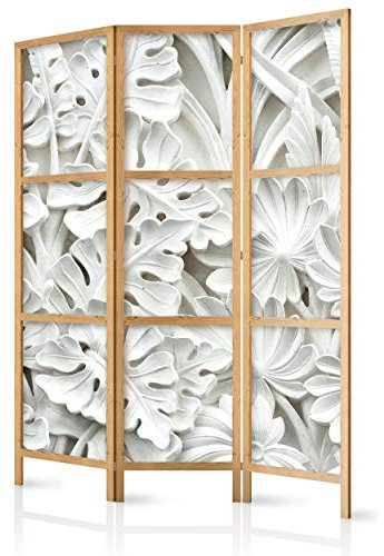 decomonkey Paravent Raumteiler Innen WeiÃŸ Blumen 135x171 cm 3 Teilig Room Divider Wall Raumteiler Stehend Trennwand Sichtschutz Spanische Wand Sichtschutzwand Wohnzimmer Holz Spa Zen Modern