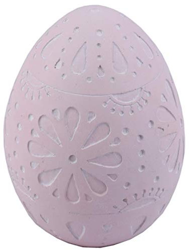 Dadeldo Home Osterdeko Ei -Flowers- Deko-Objekt Resin 10x8cm rosa Frühlingsdeko Ostern
