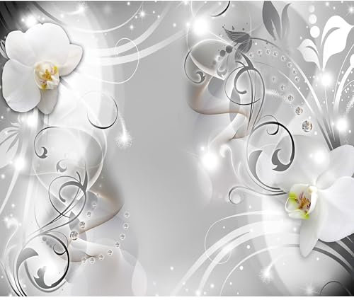 decomonkey Fototapete Blumen Abstrakt 300x210 cm XXL Tapete Wandbild Bild Fototapeten Tapeten Wandtapete Wandtapeten Orchidee Ornament