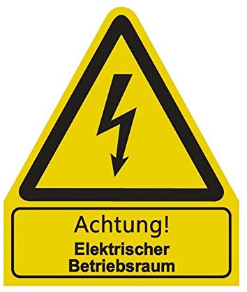 Aufkleber Achtung elektrischer Betriebsraum Warnung Warnschild ISO 7010 | 210x245mm signalgelb made by MBS-SIGNS in Germany