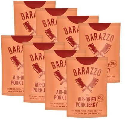 Barazzo Pork Jerky Barbecue | 1 kg (2x500g maxi sachet) | 100% Viande séchée régionale Premium | Beef Jerky/Biltong