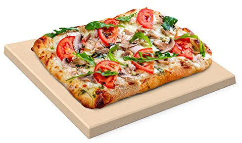 Pierre à pizza Chef Pomodoro, 38,1 x 30,4 cm, (rectangulaire) Pierre naturelle pour la cuisson dans les fours et les grills, cuisson du pain à pizza