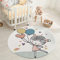 carpet city Kinderteppich - Mädchen Luftballon 120 cm Rund Creme Multi- Kinderzimmer Teppich Modern