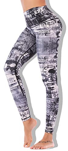 Chisportate Nachhaltige Yoga-Leggings mit hoher Taille, aktive Bauchkontrolle, superweiche Trainingshose für Damen, Fitness, Laufen, Fitnessstudio, Yoga, schwarz / weiß, L