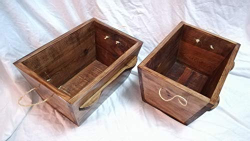 Paire de jardinières en bois. Rustique. Longueur : 80 cm.
