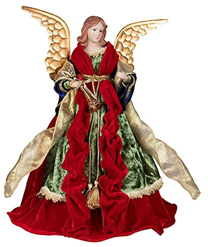 puntale albero natale angelo a forma di angelo, 45cm, rosso e verde Angelo albero di Natale in alto, per decorazioni albero di Natale
