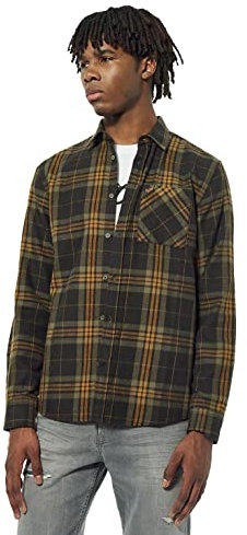 Kaporal - Chemise à Carreaux Kaki Homme - Taco - S - Vert