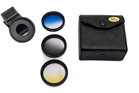 SYSTEM-S Farbfilter Set 37 mm 3 Stück mit Übergang Farbe Kit mit Clip Tasche in Schwarz