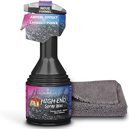 detailzone Auto Pflege Set: 1x Dr. Wack A1 HIGH END Spray Wax Lack-Versiegelung, Wachsversiegelung + Premium Mikrofaser 520GSM Poliertuch