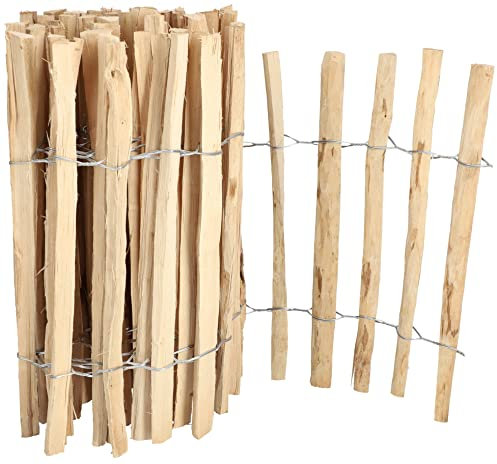 KOTARBAU® Recinzione a bastoncini, 5 m, in doghe di nocciola, per piante e prati, 60 cm, recinzione di castagno in legno di nocciola, distanza tra bastoni 3-4 cm