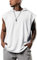 Lomon Herren Tank Top Hoodie Workout Hoodie Ärmellos Muskelshirts Bodybuilding Shirt Tank Pullover Weiß M