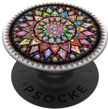 Buntes Mandala-Design in Rosa, Blau, Gelb, Grün PopSockets Klebender PopGrip