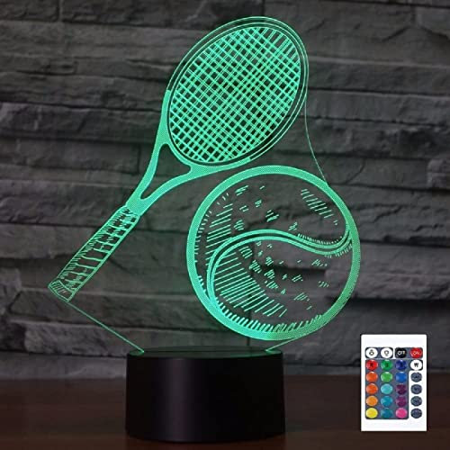 SUPERRUIDALONG 3D-Tennis-Fernbedienung, 16 Farben, Nachtlichter, Illusion, Acryl, LED-Tisch, Nachttischlampe, Kinderzimmer, Schreibtisch, Dekoration, Geburtstagsgeschenke, Spielzeug für Kinder