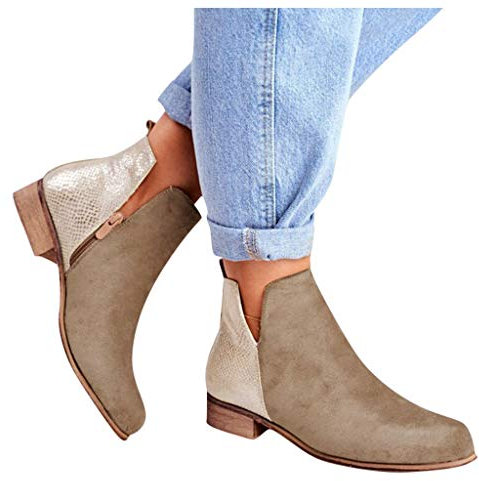 Stivaletti Chelsea Donna Scamosciati Comode Stringati Ankle Chelsea Boots Cowboy con Tacco Morbidi Pelle Anfibi Stivali Calzino Chunky Bassi Eleganti Autunnali Invernali Stivaletti