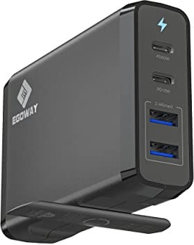 USB C Power Adapter Wall Charger, Egoway 90W PD Multiport Fast Charger 4-Port with 60W & 18W QC 3.0 USB Plug Charger Mains Delivery Adapter and Dual USB A Ports 12W