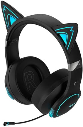 Edifier Hecate G5BT CAT Kabelloses Gaming Headset, 36H Akku, Einziehbar Dual-MIC ENC, Over-Ear Kopfhörer mit Magenetischem Katzenohr, Hi-Res Audio H+ Sound RGB-Licht für PC PS4 PS5 Phone Switch