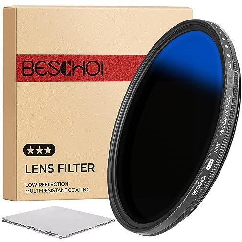 Beschoi 72mm Variabler ND Filter ND2-ND400 1-9 Stufen Graufilter mit 42 Mehrfacher Beschichtungn, wasserfest Kratzfest