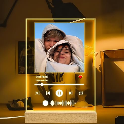 Soporte acrílico personalizado de Spotify Music para amantes de las mujeres, impresiones de fotos, canción, nombre, fecha, álbum, portada, placa, regalo de cumpleaños