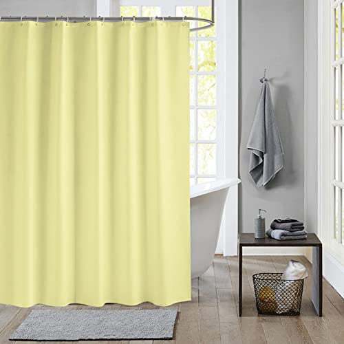 meioro Tende da Doccia a Tinta Unita,Peva Impermeabile Tenda da Bagno Include Ganci per Tende, Antimuffa Tenda Doccia Fodera per Vasche da Bagno (Giallo Chiaro, Larghezza 180cm x Altezza 200cm)
