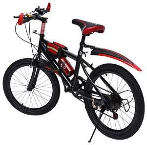 20zoll Mountainbike Carbon Stahl Fahrrad 85kg/187.39 lbs Tragfähigkeit Fahrrad mit Kompass Wasser Cup Holder Schutzblech für Erwachsene und große Kinder auf der Straße Reiten Mountainbiking (Rot)