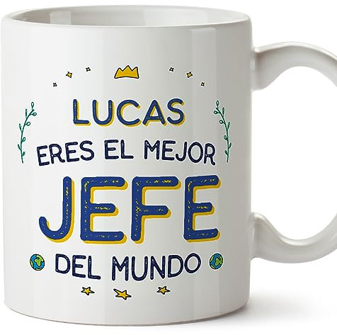 MUGFFINS Tazas Personalizadas para JEFE hombre - En Español - Mejor del Mundo - 11 oz / 330 ml - Regalo Personalizable original y divertido