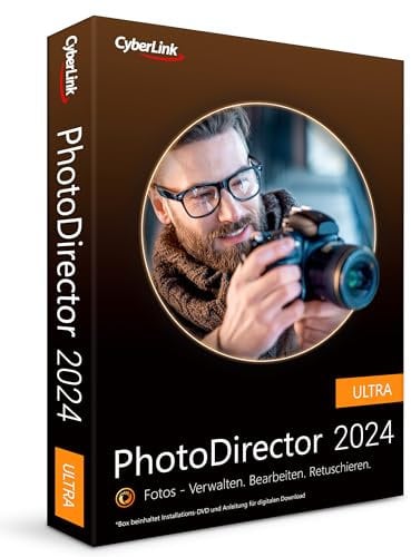 CyberLink PhotoDirector 2024 Ultra | Leistungsstarkes Bildbearbeitungsprogramm | Komplettes Fotostudio | Erstellt perpekte Fotocollage / Fotoshow / Panorama | Lichteffekte | GIF | Windows 10/11 [Box]