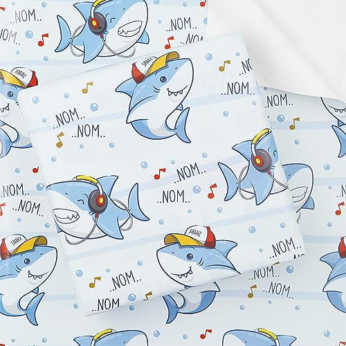 Geschenkpapier für Baby, Kleinkinder, Jungen, Mädchen, Baby-Haifisch-Design Geburtstags Geschenkpapier, 4 Bögen 50 x 70 cm pro Bogen, Geschenkpapier für Babyparty, Geburtstag, Neugeborene