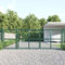 Festnight Doppeltor Gartentor 400x125 cm Doppelflügeltore Metall Einfahrtstor Hoftor Abschließbar Gartentür Zauntor Tür Gartenpforte Pforte Verzinkter Stahl