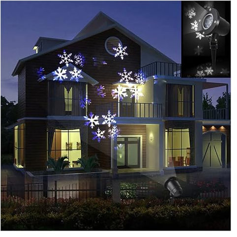 Lumières de projecteur de Noël de LED, Lampe solaire Disco de flocon de neige de noël IP65, projecteur de chute de neige mobile en plein air for décoration de fête de nouvel an et de mariage Une Image