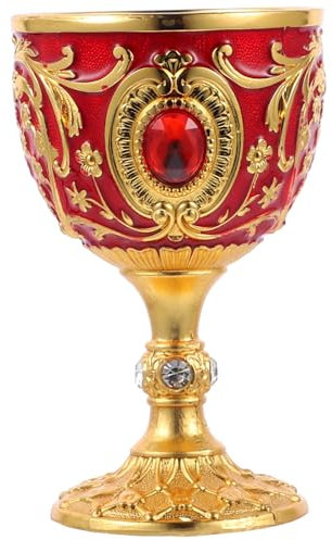 MUCKLILY Calice da vino, calice vintage in ottone, realizzato a mano, calice reale in rilievo, calice da vino, calice in rame, per altare, prima comunione, matrimonio, decorazione