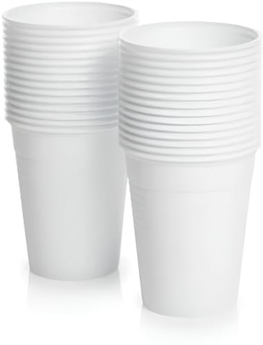 Durable White Plastic Coffee Cup - 100 Pack Disposable Cups, Perfect for Parties & Picnics, Easy Cleanup, Budget-Friendly, Sturdy & Disposable Coffee Cups