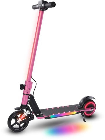 E-RIDES Trottinette électrique Enfant,Trottinette Electrique 6-12 Ans,Pliable Trottinette Electrique,Trotinette Electrique Écran LED,Trottinettes électriques Autonomie 8 km,Cadeau pour Enfant (Rose)