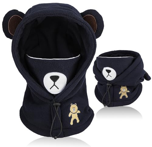AYPOW Kinder Winter Thermo Fleece Sturmhaube 4-12 Jahre, Multifunktionale Winddichte Verstellbare Gesichtsmaske Skimaske, Warm Mütze Sturmmaske Halswärmer Schal für Jungen Mädchen Outdoor-Aktivitäten