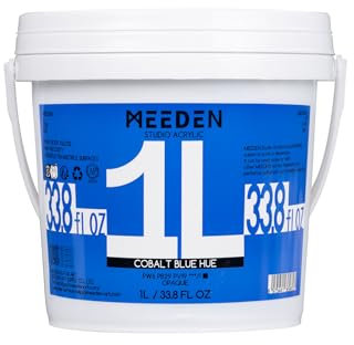 MEEDEN Blau Acrylfarben 1L: Heavy Body Gloss Acryl Farbe für Leinwand Holz Wand Textile, Groß Acrylic Paint - Wasserfest & Ungiftig & Schnelltrocknend - Kobaltblau