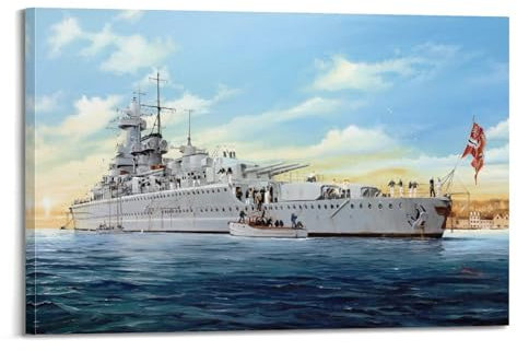 qiyan WWII Vintage Battleship Poster Admiral Graf Spee En Puerto Poster, dekorative Malerei, Leinwand, Wandposter und Kunstdruck, moderne Familienschlafzimmer-Dekoration, Poster, 40 x 60 cm