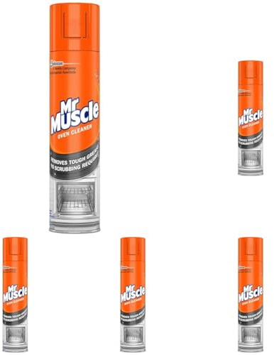 Mr Muscle Oven Cleaner, Heavy Duty Oven Cleaner & Degreaser for Burnt Grease & Food Spills, No-Scrub Formula for Quick Kitchen Cleaning, Fast-Acting Clean in Just 30 Minutes, 1 x 300ml (Pack of 5)