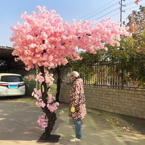 Qiang Künstlicher Kirschbaum, Künstliche Dekorative Pflanze,Künstlicher Baum,Seidenblumen-Wunschbaum,Für Hochzeit/Garten/Büro/Hotel,Innen- Und Außendekoration,Pink-Extended-3x3m