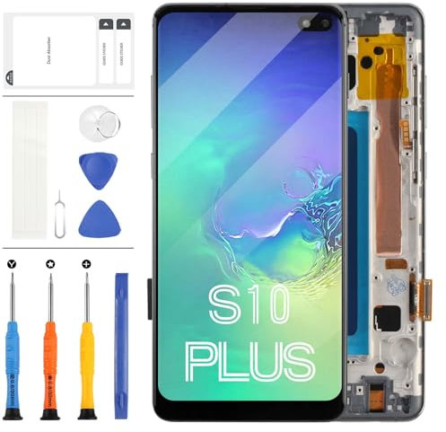 Schermo TFT di ricambio per Samsung Galaxy S10 Plus per Samsung Galaxy S10+ G975 G9750 G975U Display LCD Touch Screen Assembly Sensor Full Glass Panel Digitizer Kit con parti di riparazione (nero con