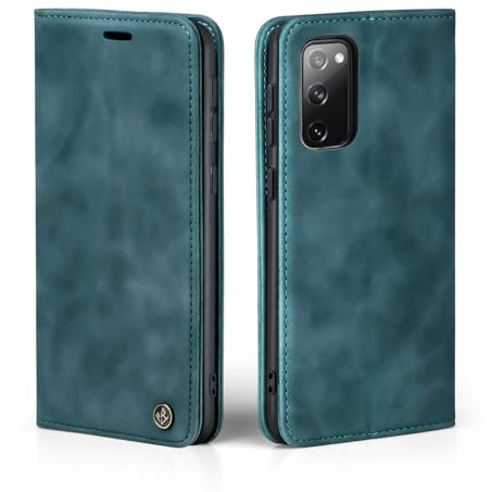 LBH Handyhülle für Samsung Galaxy S20 FE in Petrol Blau mit Karten- und Geldfach Smartphone Hülle mit Standfunktion Flip Case Schutzhülle Magnetverschluss Vintage