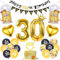 30 Geburtstag Deko für Männer Frauen - Schwarz Gold 30er Geburtstag Deko, Happy 30th Birthday Banner, Wimpelkette, Folienballon Zahl 30, Bier Luftballons, Gold Cake Topper für die 30. Geburtstag Party