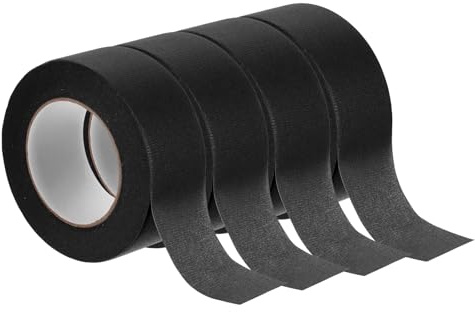 Rebower Malerkrepp Schwarz Malerband Papierband [Für Basteln DIY Wände Malen Verpacken Auto Heimdekoration Unterrichten] 2 Zoll x 55 Yards/4 Rollen