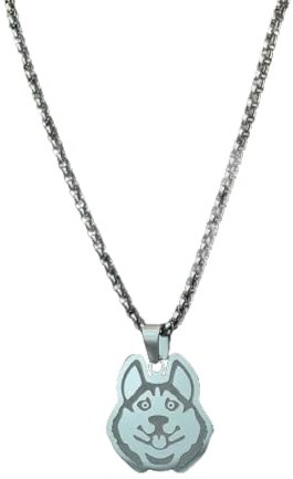 Belachick Halskette Ketten Schmuck Herren Frauen Anhänger Necklace Stupid Husky Hund Halskette Anhänger Lange Halskette Für Männer Frauen Punk Spa503-S