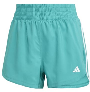 adidas Damen Pacer Training 3-Stripes Woven High-Rise Shorts, Pure Teal/White, M 5 inch