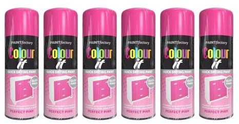 YSAMAX All-Purpose Aerosol Pink Gloss Spray Paint, Aesthetic Appeal, Quick Drying Paint, Long-Lasting Durability, Both Decorative And Protective Purposes,250 ML, (6PCS)