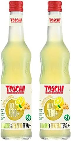 Toschi Zero+ Sciroppo Senza Zuccheri al gusto di Limone e Zenzero in Bottiglia di vetro da 560 ml. (Confezione da 2)