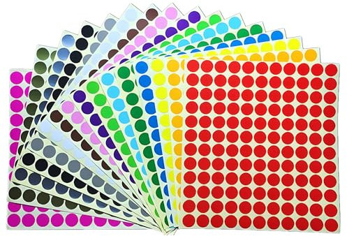 4224 Stück bunt Klebepunkte Aufkleber 13 mm Runde Punktaufkleber Farbkodierun Etiketten selbstklebende Markierungspunkte zum Beschriften und Basteln Stickers Round Color Coding Labels (16 Farben)