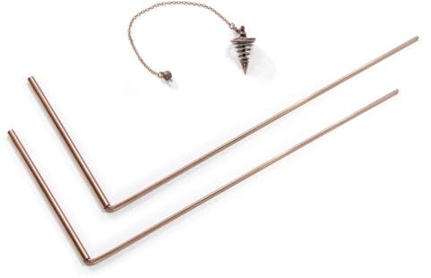 Surluoen Ensemble de 2 Baguettes de Sourcier en Cuivre avec Pendule - Kit de Baguettes Divinatoires Spirituelles en Cuivre Flexible