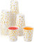 Riverhighfur Lot de 100 Gobelets en Carton de 250 ml Gobelets de Fête à Pois Dorés pour Fête, Anniversaire, Mariage, Gobelets en Papier Biodégradables